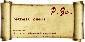 Pethely Zseni névjegykártya
